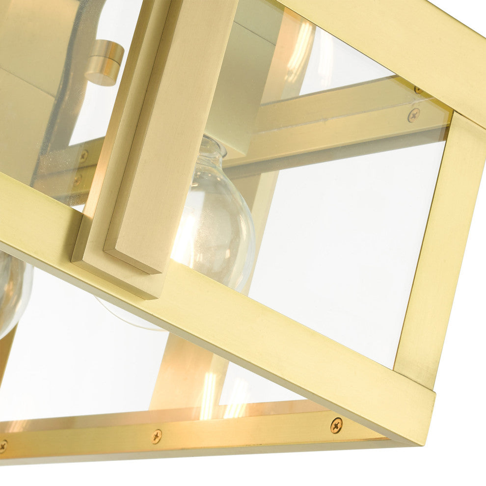 Natural Brass Art Deco, Sophisticated Outdoor Flush Mount