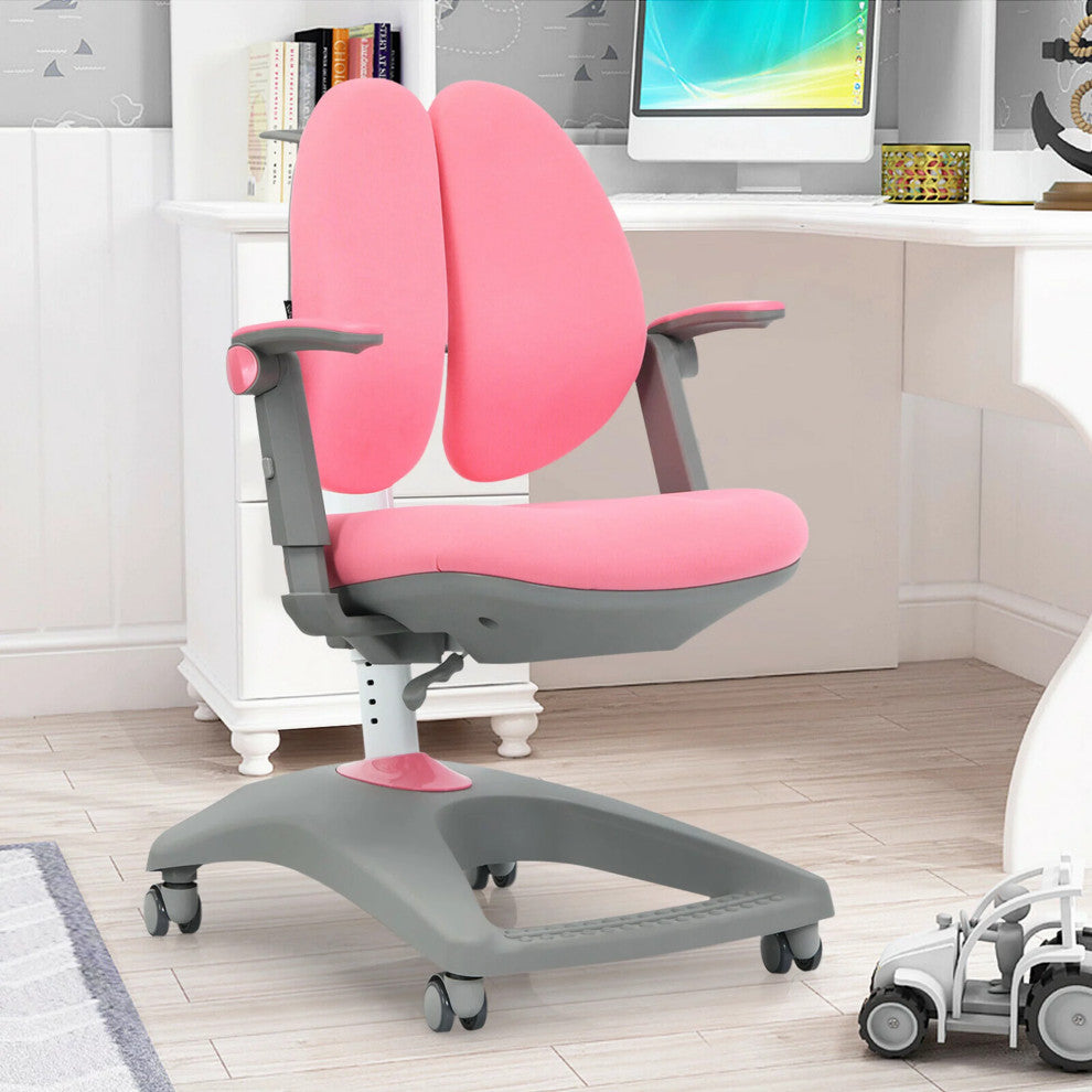 Ergonomic Office Chair, Unique Design With Padded Seat & Double Backrests, Pink