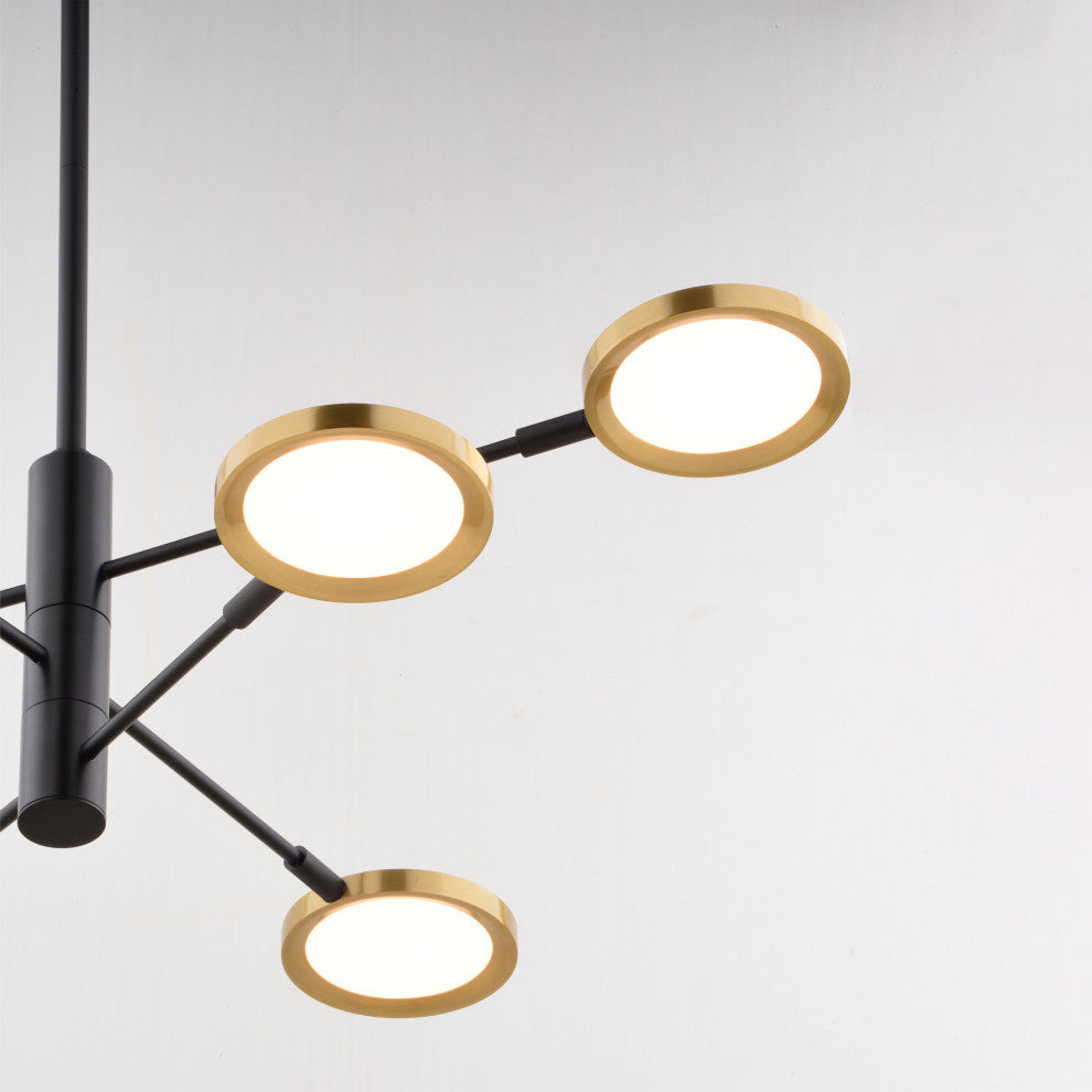 Cullerto 6-Light Matte Black/Gold Contemporary LED Pendant Light Adjustable Arms