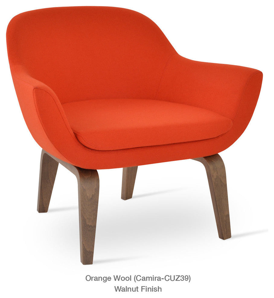 Madison Plywood Chair, Walnut Finish Base, Orange Camira Wool
