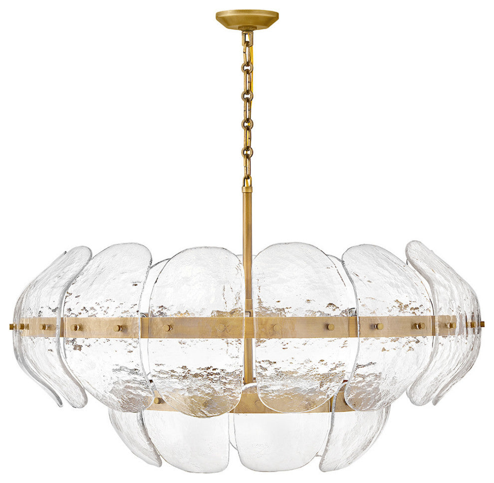 Fredrick Ramond Lillia Large Drum Chandelier, Heritage Brass