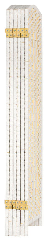 4 ft. Short Diamond Weave Fiber Room Divider White 4 Panel