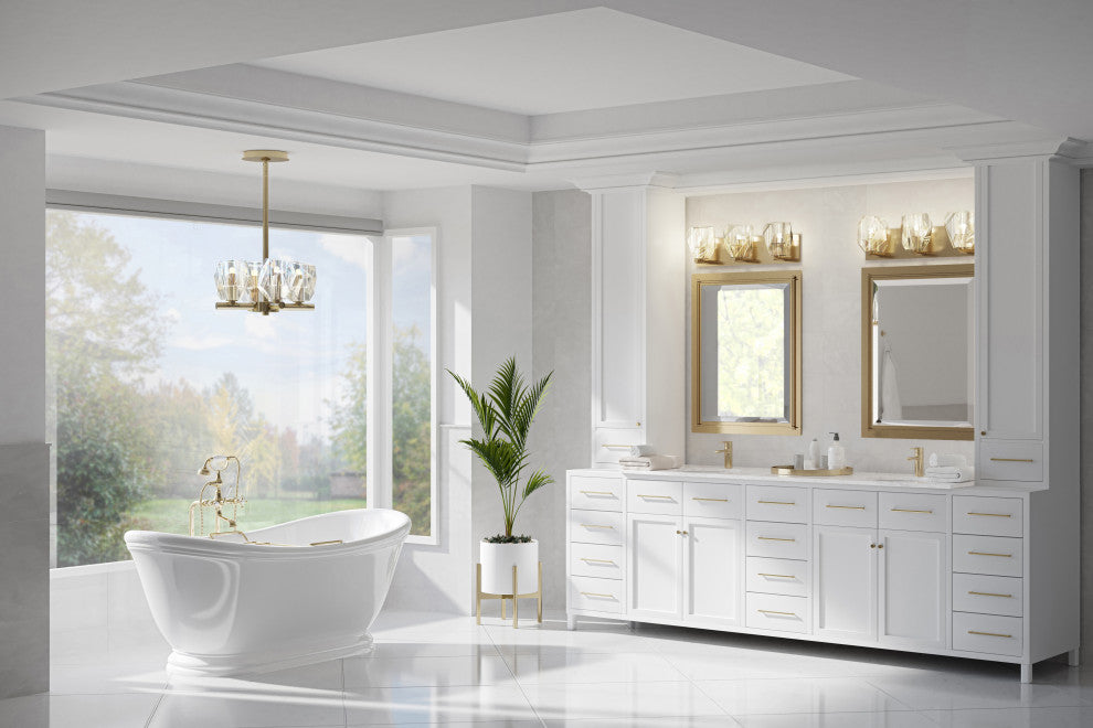 Gatsby 4-Light Semi-Flush/Pendant, Modern Brass Finish, Crystal Accents