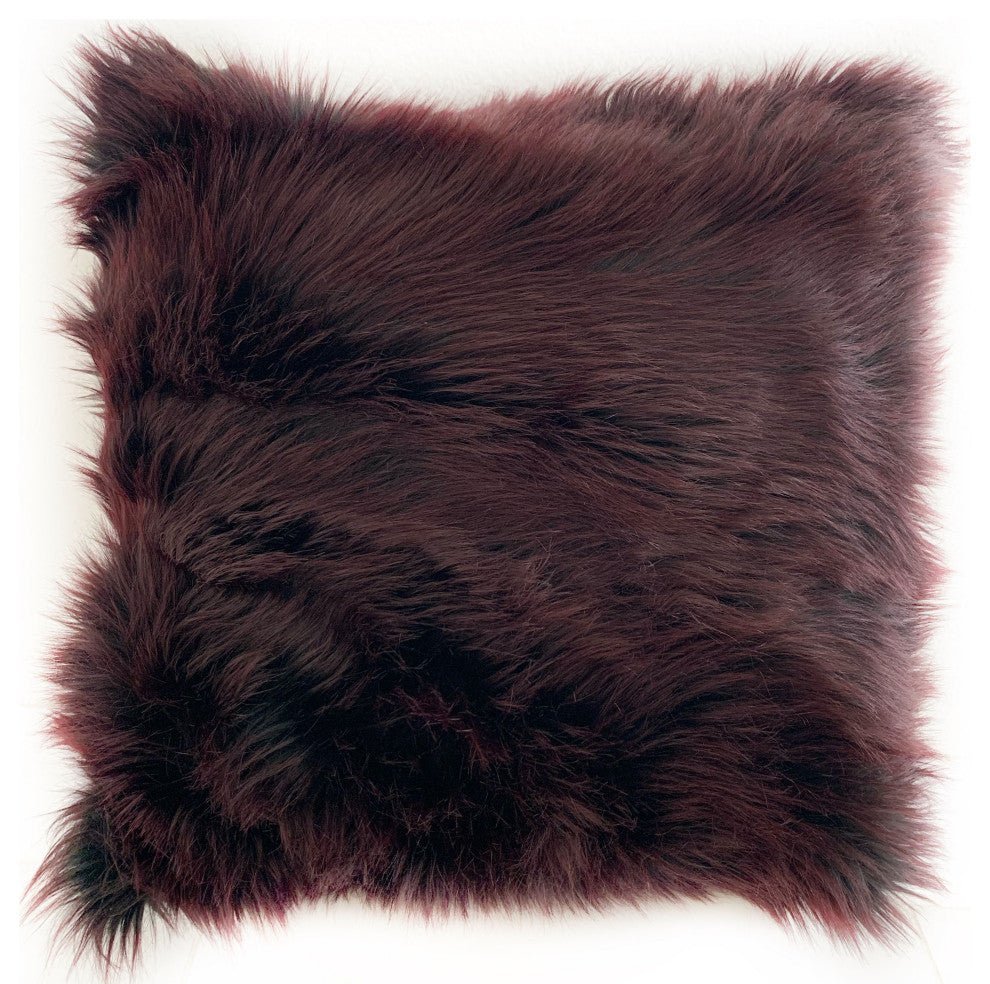 Plutus Purple Fancy Plush Animal Faux Fur Luxury Throw Pillow, 26"x26"