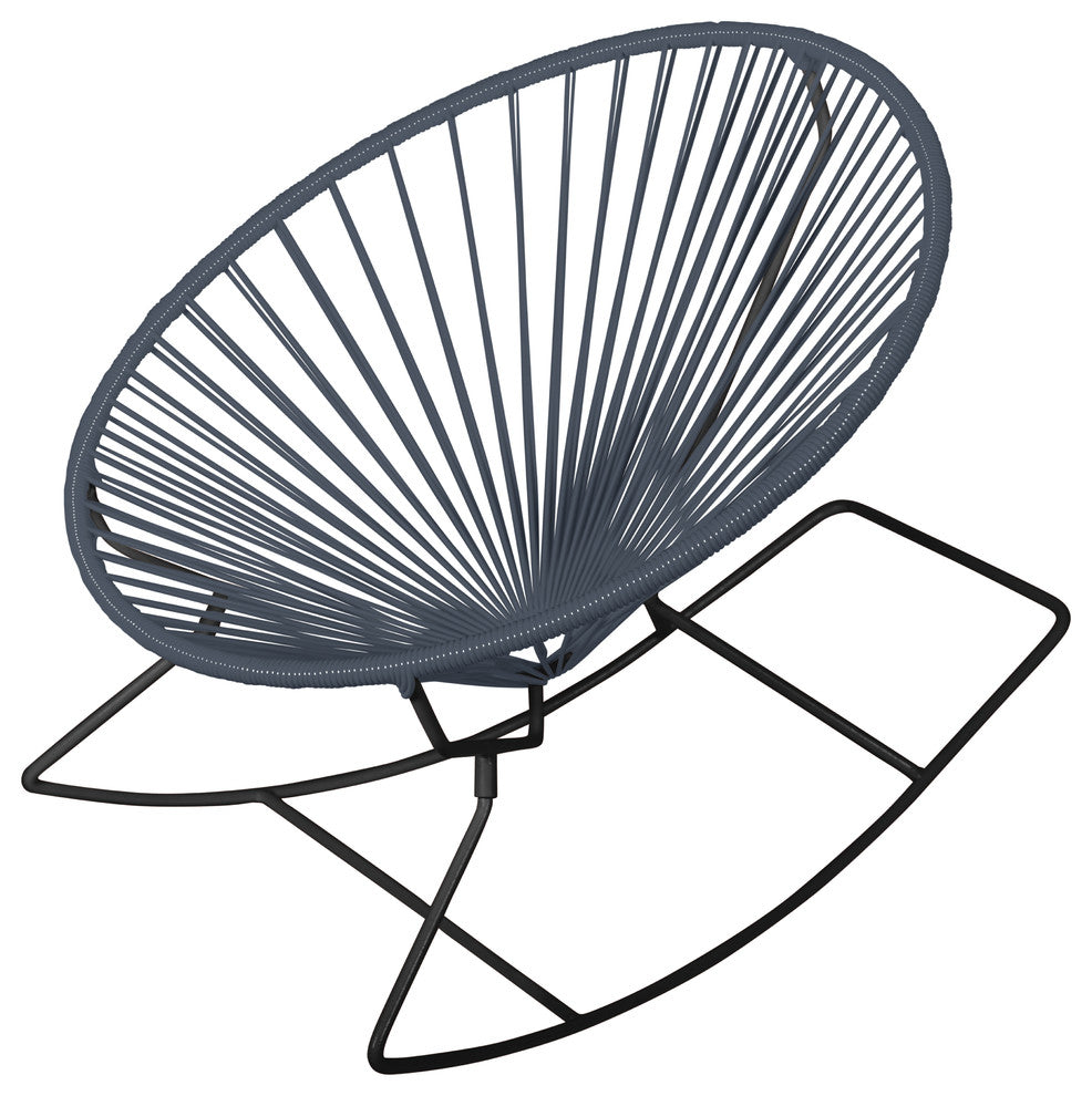 Innit Indoor/Outdoor Handmade Rocker, Gray Weave, Black Frame