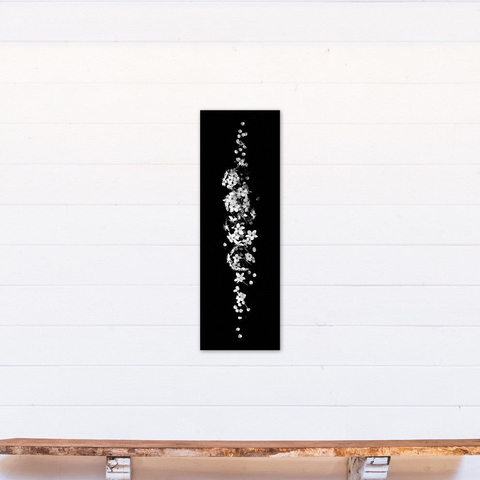 Black and White Floral Midline Print on Canvas