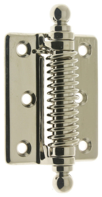 Solid Brass Heavy Duty Spring Screen Door Hinges, Ball Finials, Pair, Bright Nic