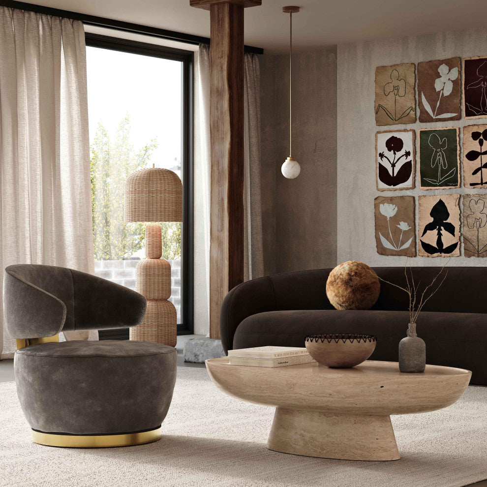 Austin Chocolate Brown Recycled Fabric Swivel Chair Chocolate