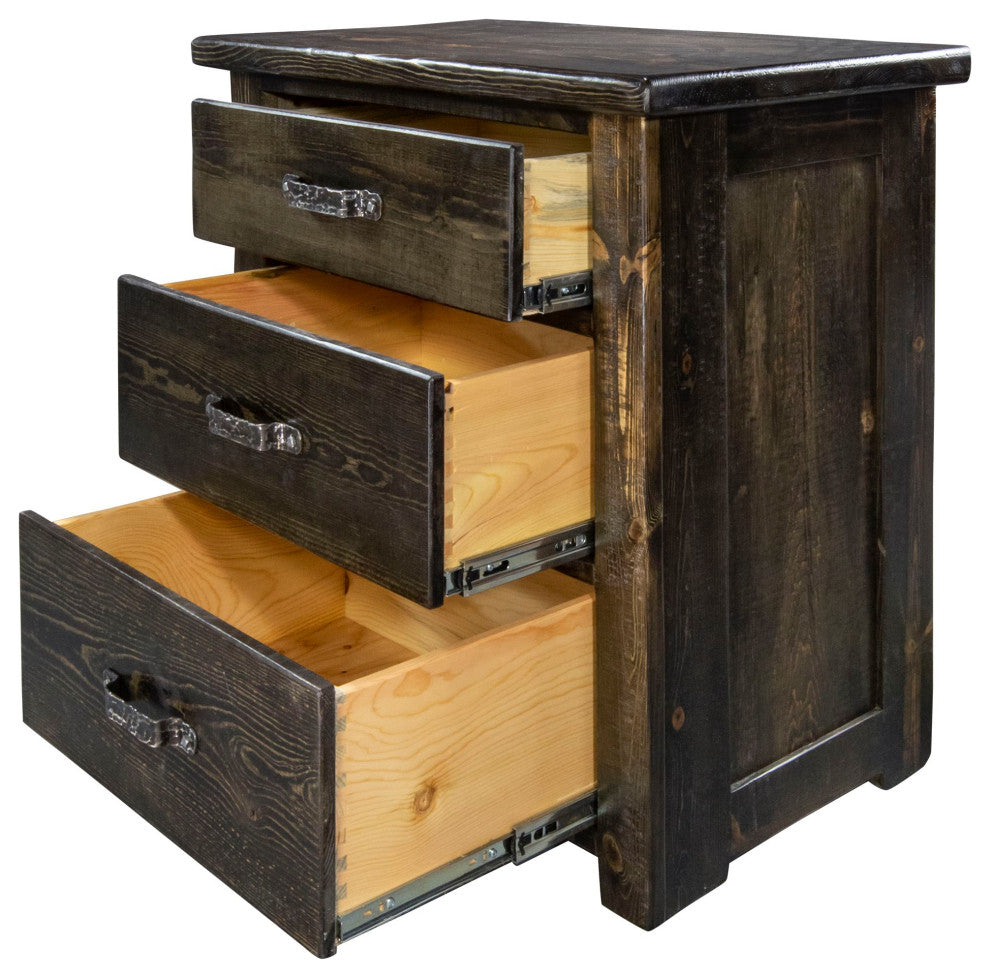 Big Sky Collection Rugged Sawn 3 Drawer Chest of Drawers, Jacobean Stain
