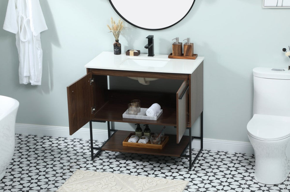 Sue 36" Single Bathroom Vanity, Walnut
