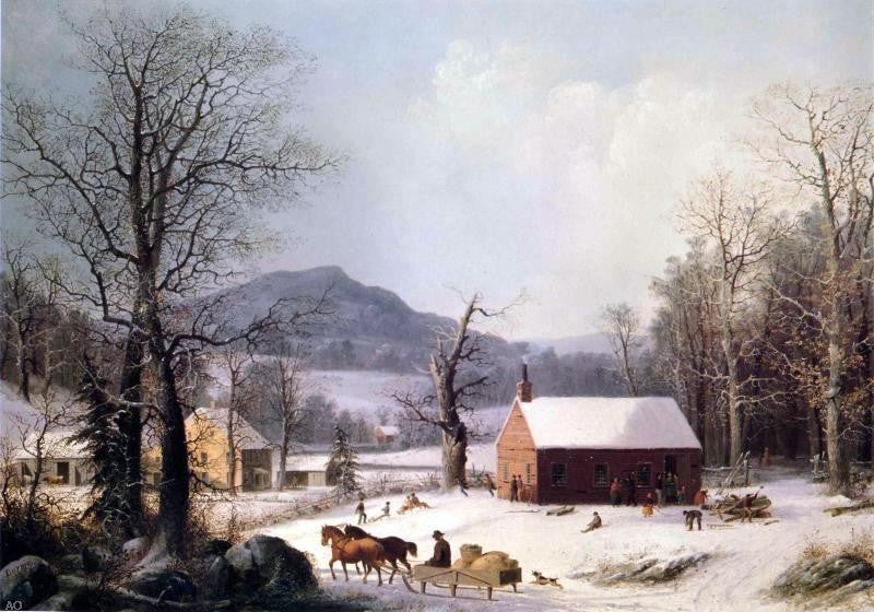George Henry Durrie Red School House- Winter Wall Decal