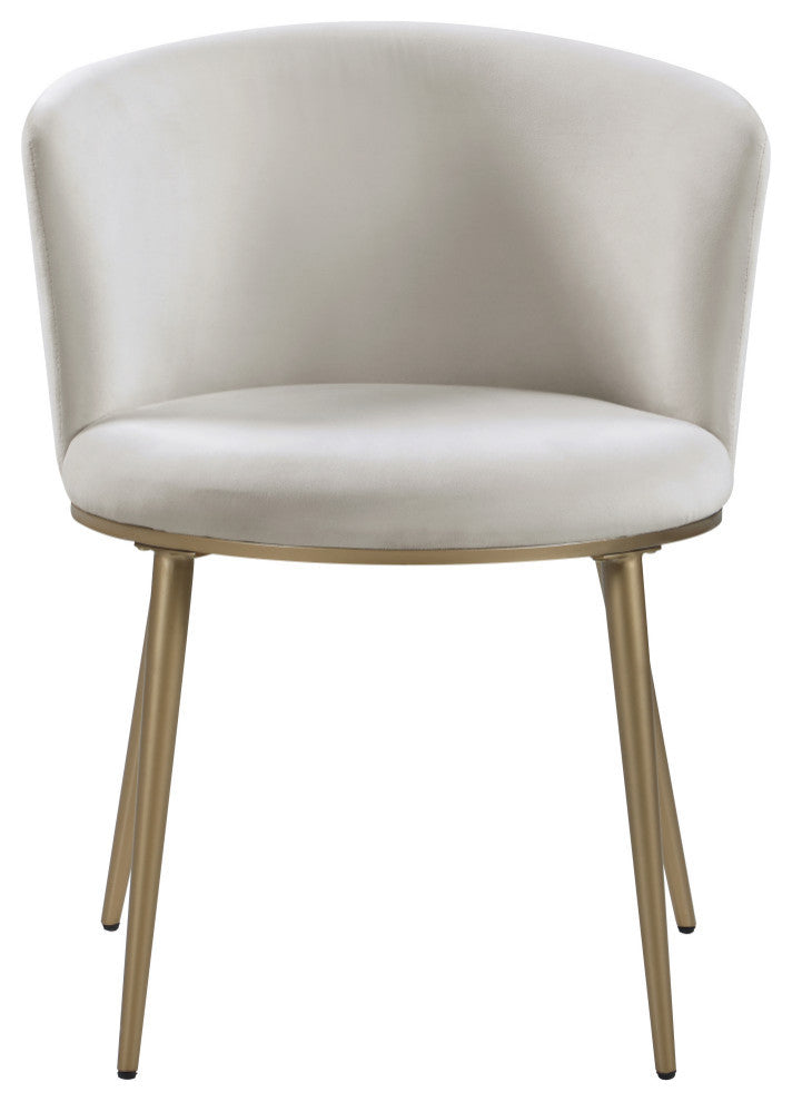 Skylar Dining Chair, Set of 2, Cream Velvet, Brushed Gold Iron Legs