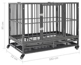 vidaXL Dog Cage Dog Crate with Removable Tray Lockable Wheels Dog Kennel Steel