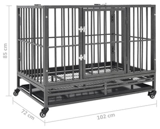 vidaXL Dog Cage Dog Crate with Removable Tray Lockable Wheels Dog Kennel Steel