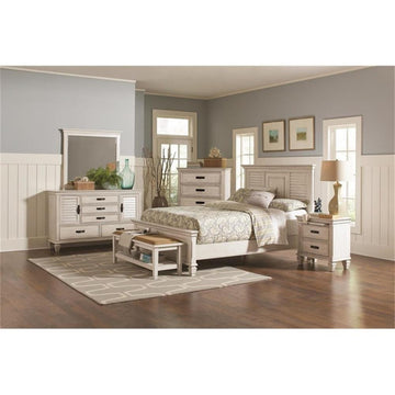 Coaster Franco Farmhouse Wood Eastern King Panel Bed in Antique White