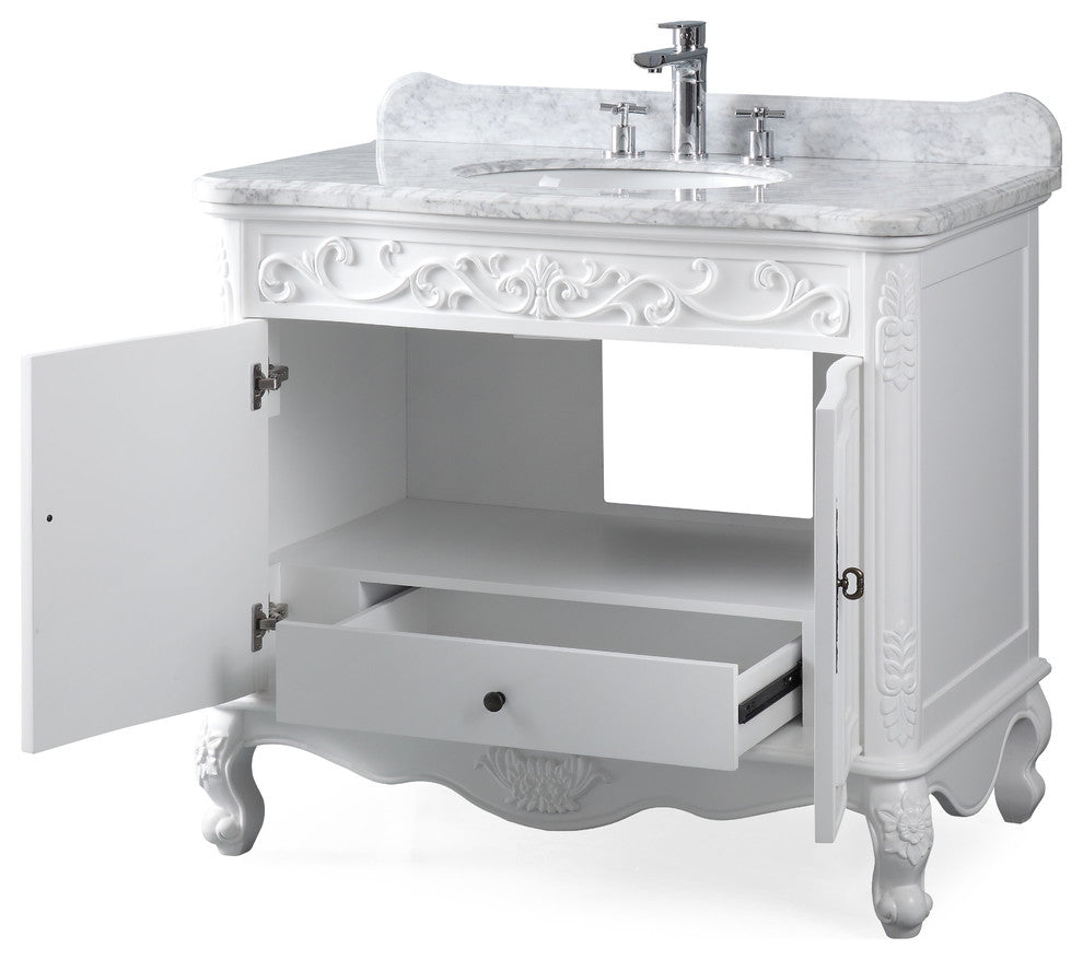 39" Carbone Antique Style White Bath Vanity