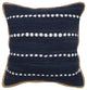 Navy Blue and White Striped Jute Bordered Throw Pillow