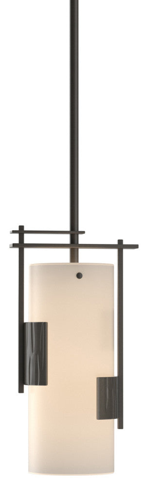Fullered Impressions Mini Pendant, Dark Smoke, Opal Glass