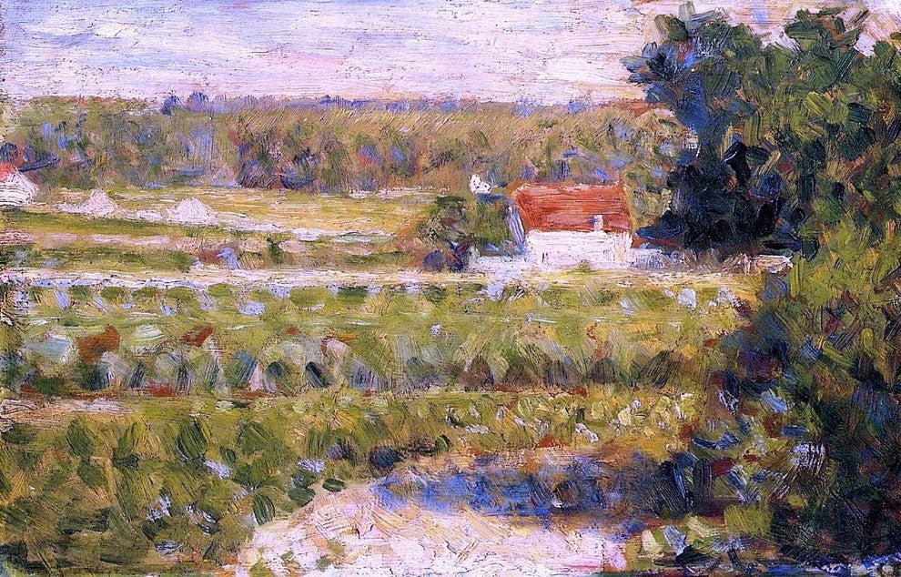 Georges Seurat House With Red Roof, 18"x27" Wall Decal