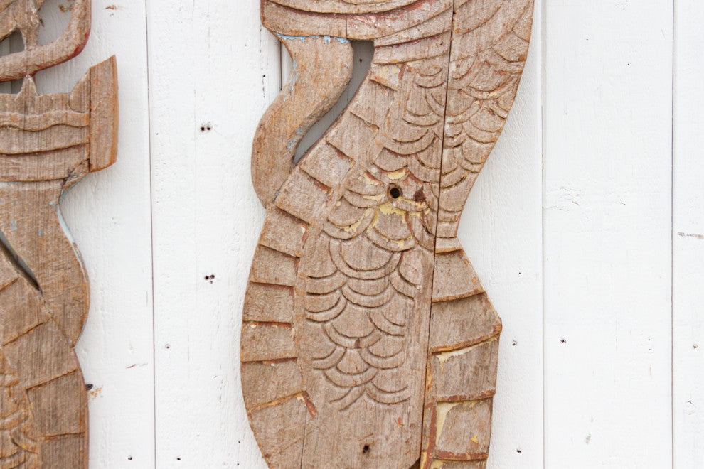 Pair of 18th Century Carved Thai Naga Panels