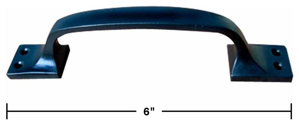 Black Wrought Iron Cabinet Handle 6" L Door Pull Handle Rust Resistant Pack of 6