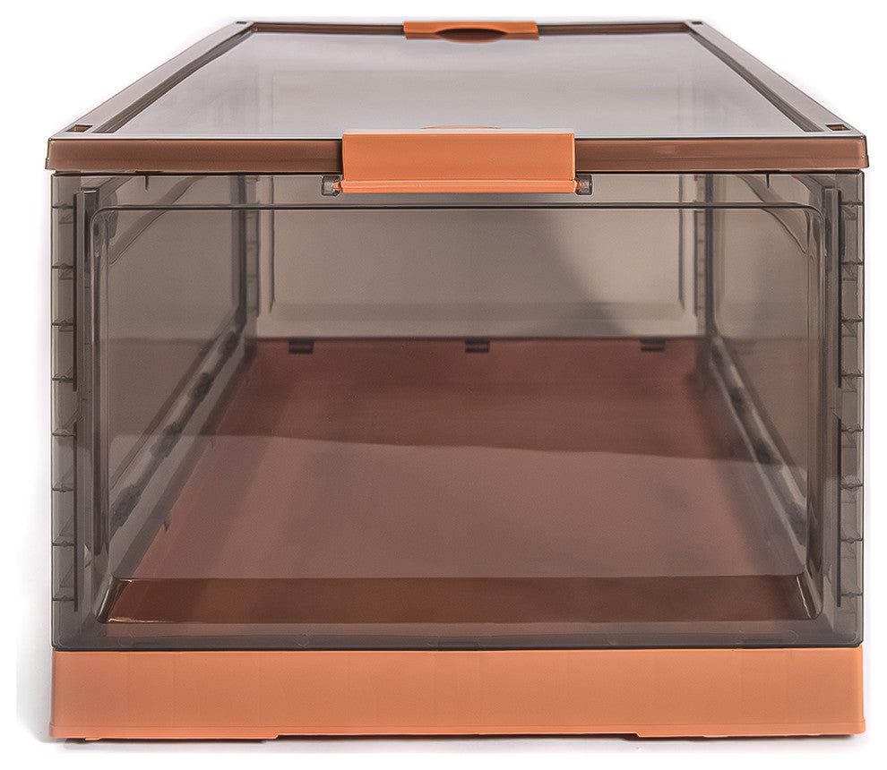 Easy Tidy Stackable Side Opening Collapsible Storage Box Sets, Orange, Xlarge