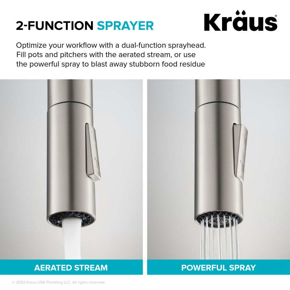 KRAUS Standart PRO 33" Drop, / Undermount Kitchen Sink and Pulldown Faucet SFS