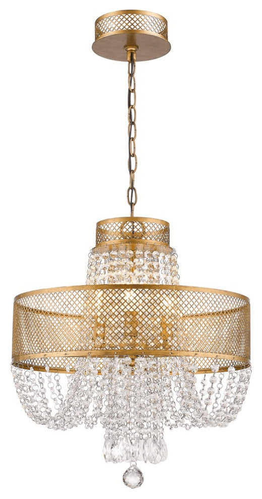 Viola 4-Light Antique Gold Crystal Chandelier