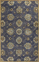 HomeRoots 9'x13' Midnight Blue Hand Tufted Traditional Floral Indoor Area Rug