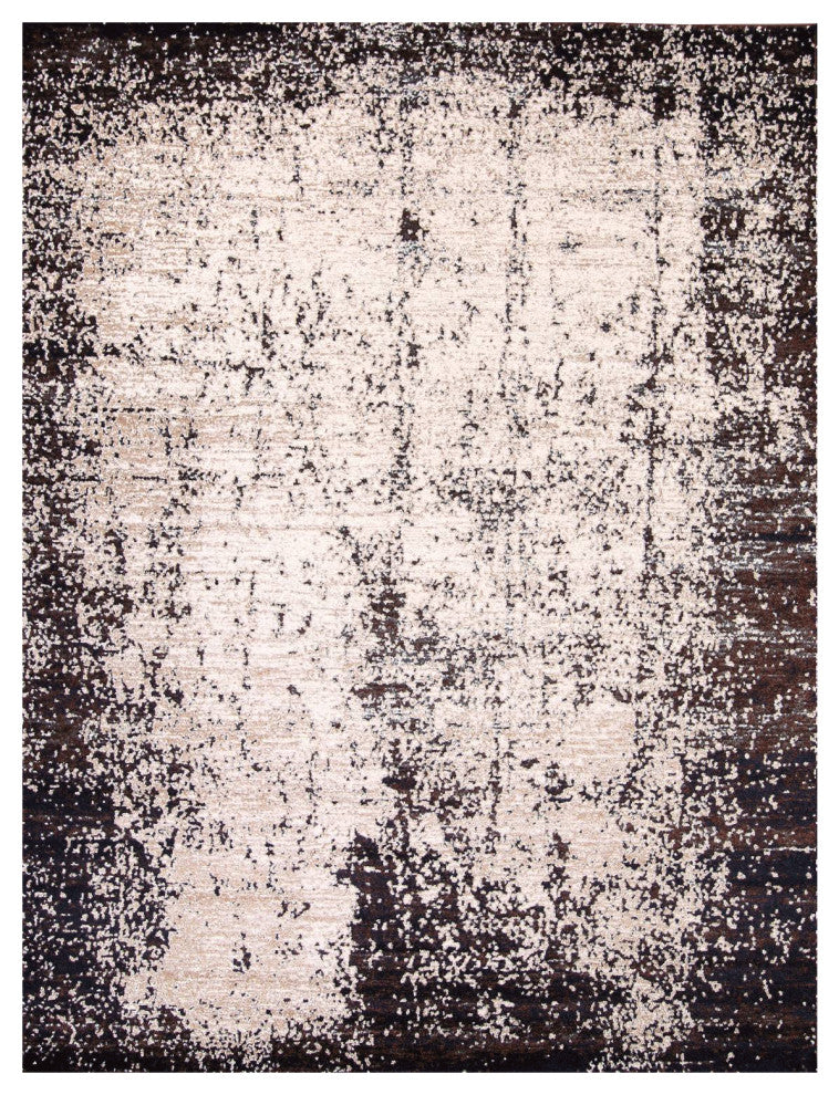 Transitional Distressed Oriental Stripes Area Rug, Beige, 6x9''