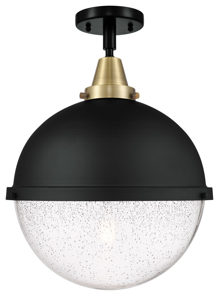 Innovations 447-1C-BAB-HFS-124-BK Hampden 1 Light Flush Mount, Matte Black