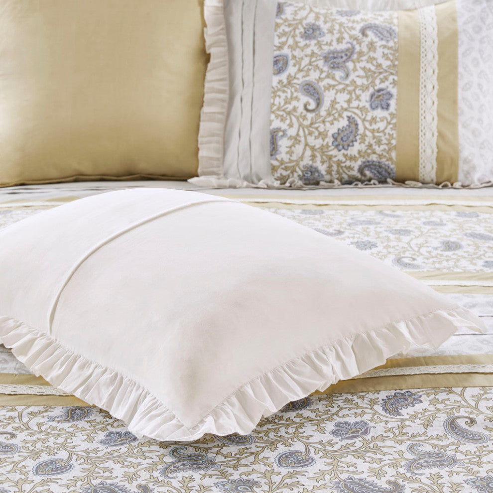 Madison Park Dawn 9 Piece Cotton Percale Comforter Set, Yellow