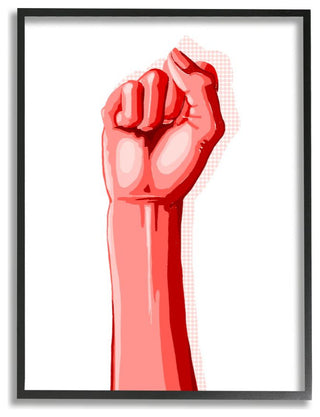 Modern Pop Raised Fist Patterned Shadow Red White ,1pc, each 11 x 14