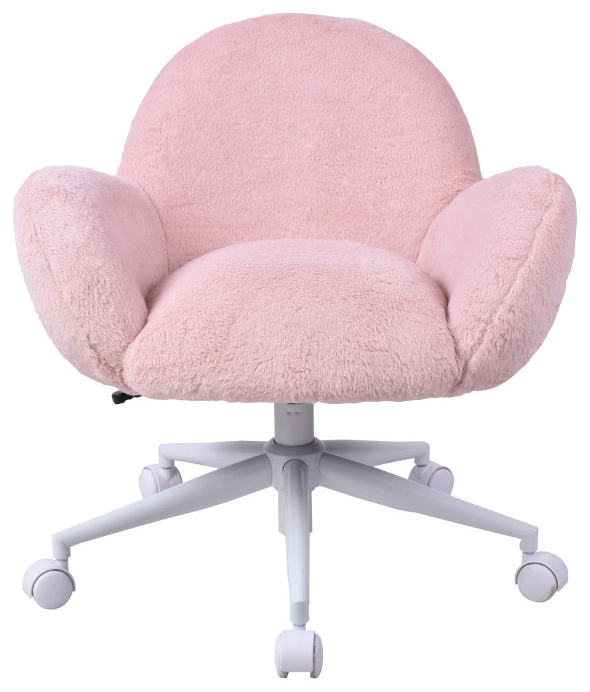 Cloud Tufted Modern Vanity Chair, Pink Faux Fur
