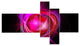 Red Fractal Explosion Supernova, Abstract Canvas Art Print, 60"x32", 5 panels