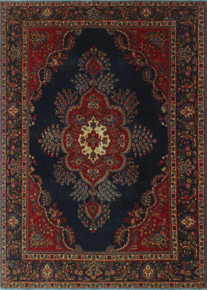 Fine Vintage Distressed Chehra Navy Rug