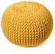 Nuloom Knitted Cotton Ling Contemporary Pouf, Ming Yellow 20"x14"