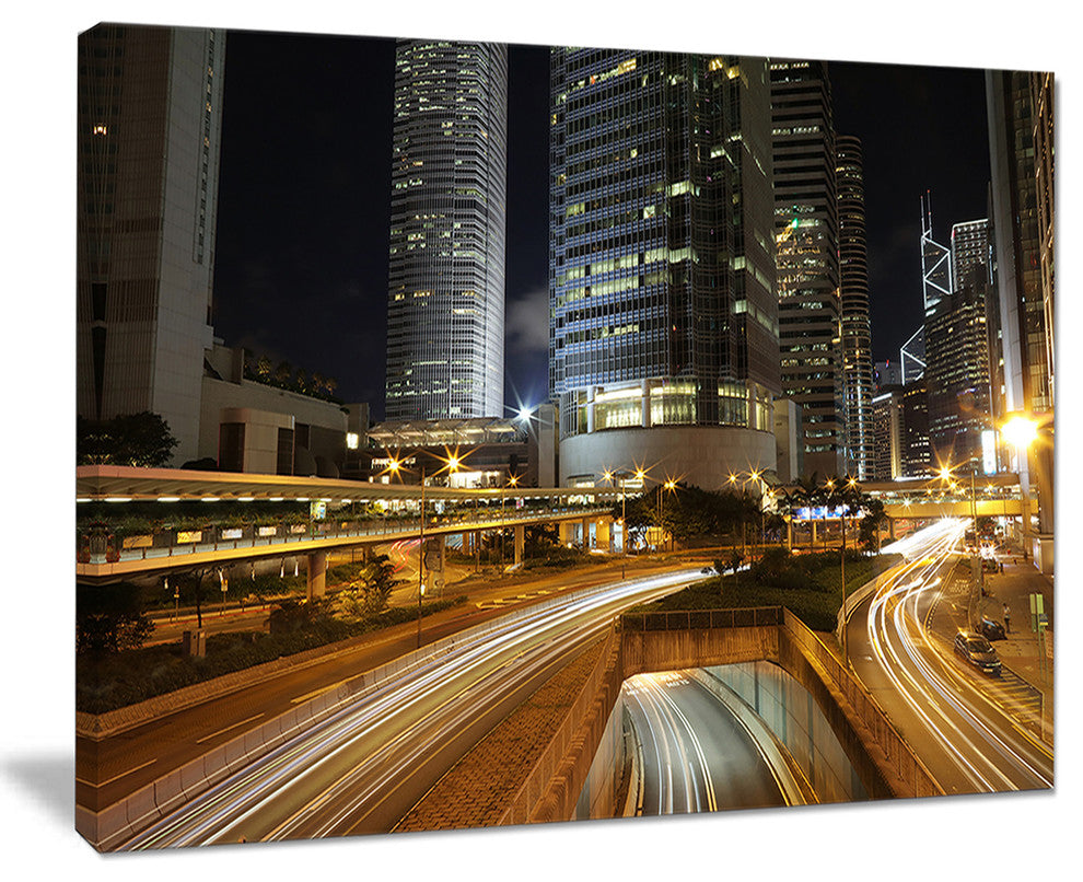 "Skyscrapers and Busy Traffic" Cityscape Artwork Canvas, 20"x12"