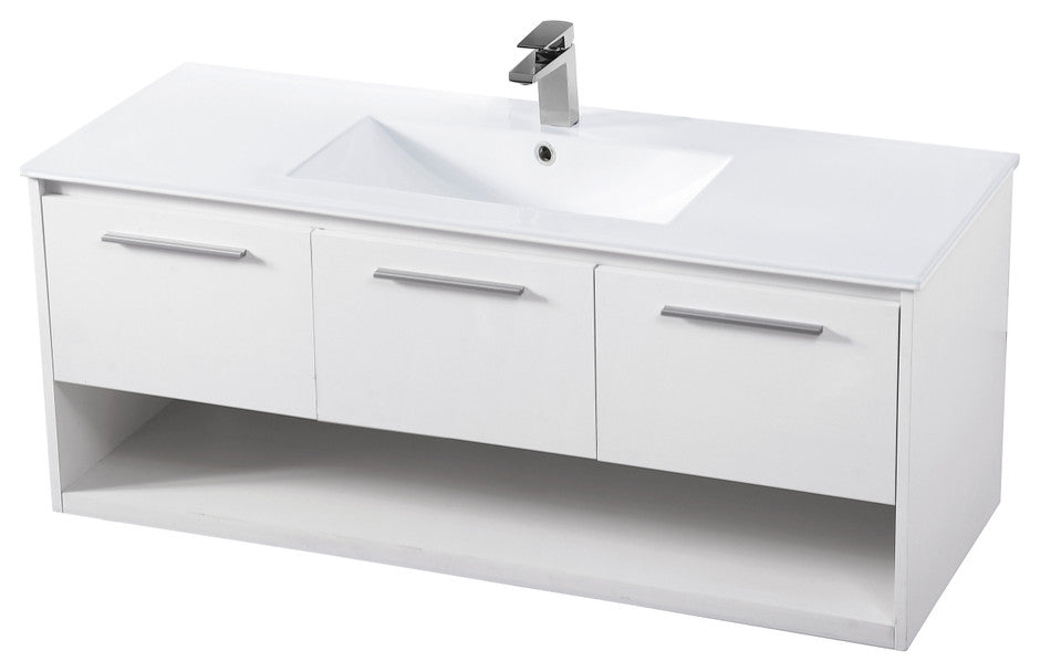 48" Single Bathroom Floating Vanity, White