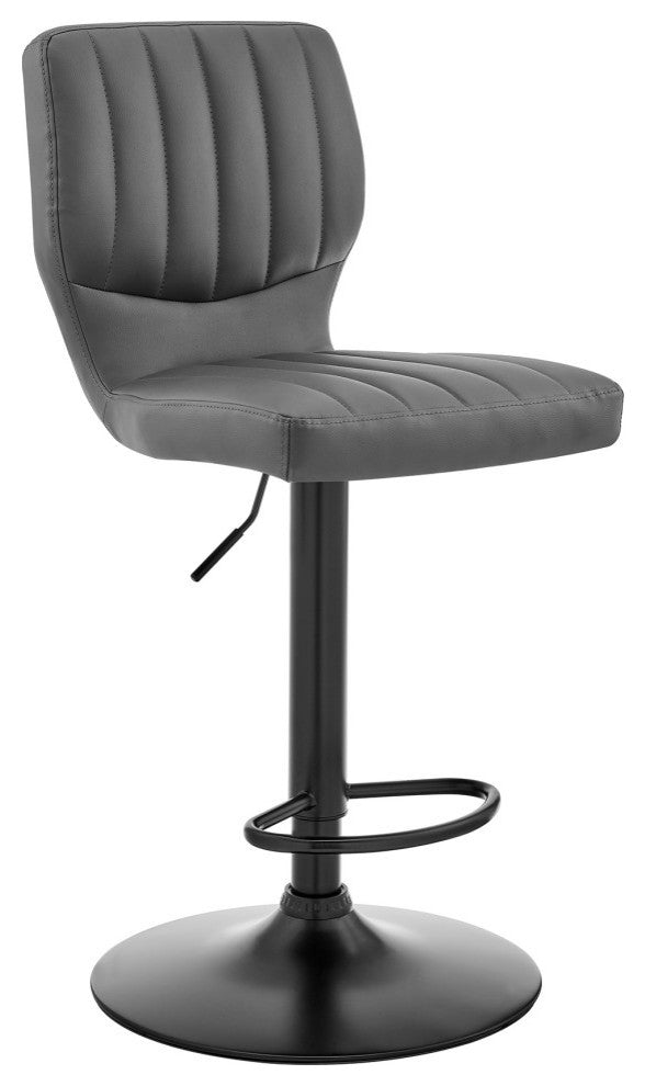 Bardot Adjustable Faux Leather Swivel Bar Stool, Gray