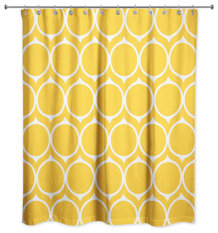 Mid Mod Circles Shower Curtain, Yellow