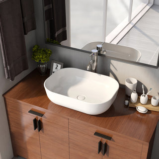 White Rectangular Ceramic Countertop Bathroom Vanity Vessel Sink