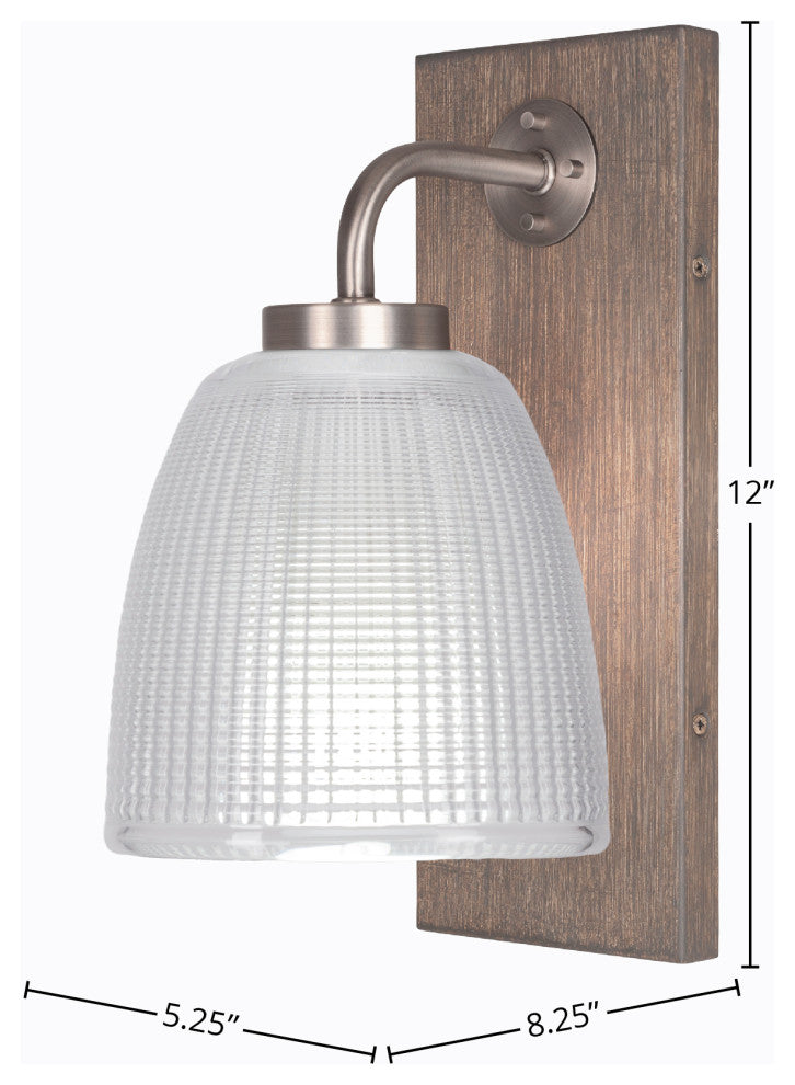 Oxbridge Wall Sconce, Graphte & Painted Distressed Metal, 5" Clear Ribbed