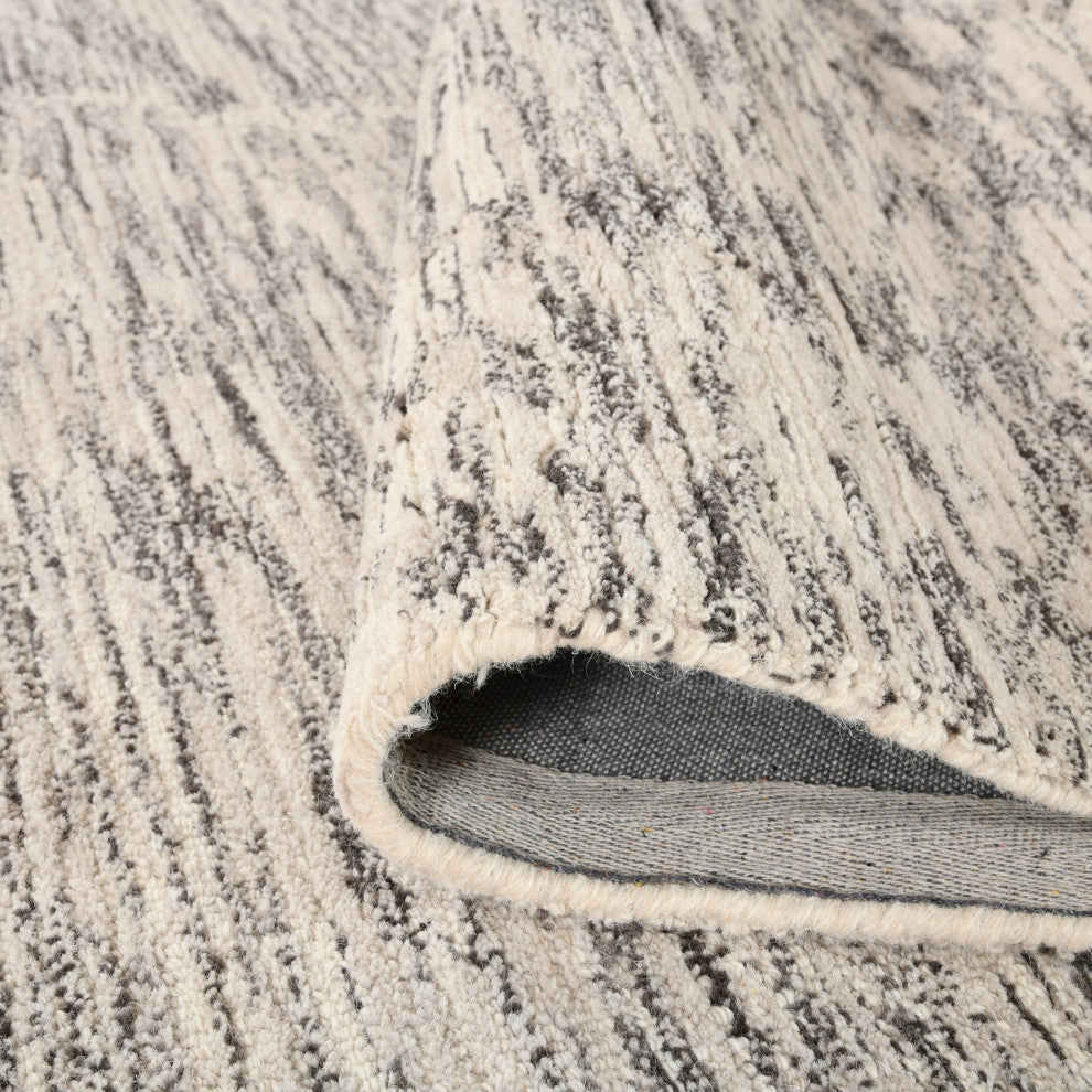 Mexico Abstract Ivory Charcoal Hand-Hooked Area Rug 8' x 10'