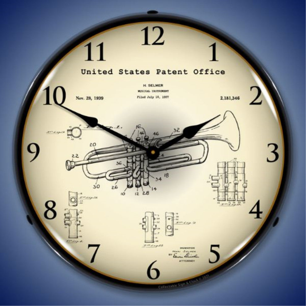 2103238 Trumpet 1937 Patent Clock