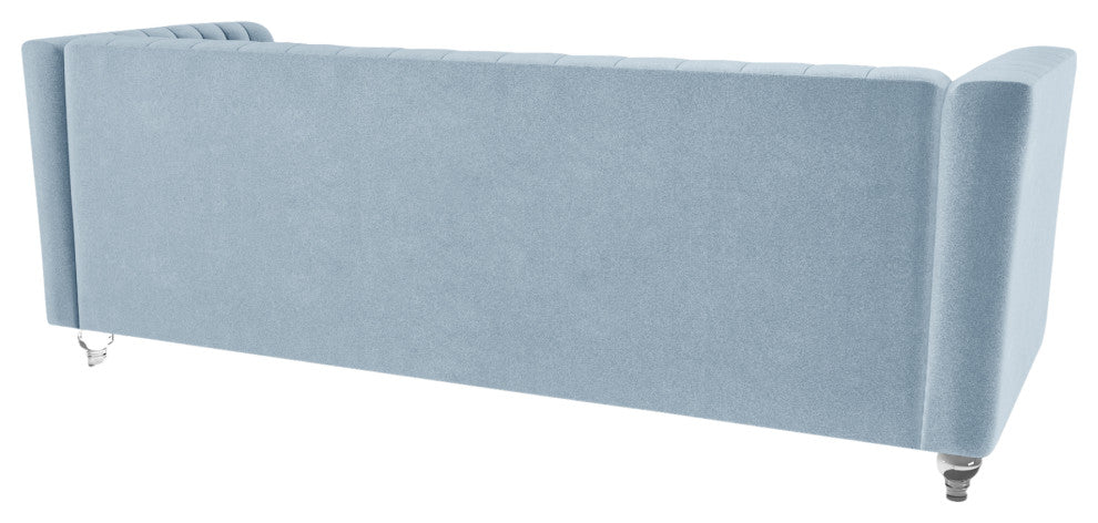 81.5" Empire Sofa- Square Tuxedo Arm Velvet Upholstery