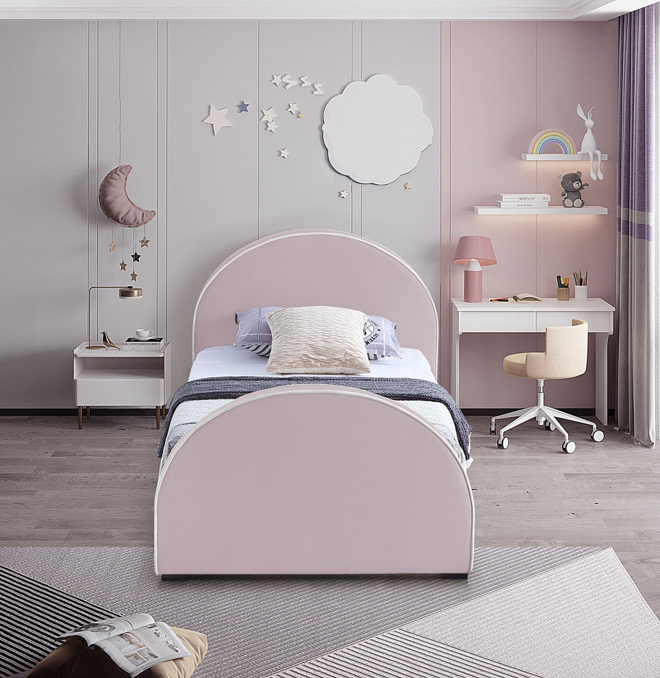 Brody Velvet Upholstered Bed, Pink, Twin