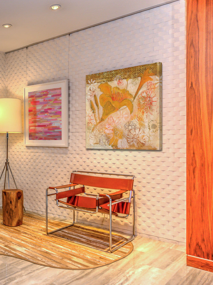 "Orange and Bronze" Painting Print on Wrapped Canvas