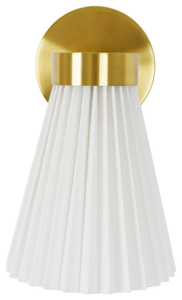 Beacon Lighting Amore Pleated Wall Bracket, Brass With White Linen Shade, 1 Light