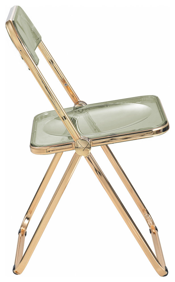 Lawrence Acrylic Folding Chair With Gold Frame, Amber